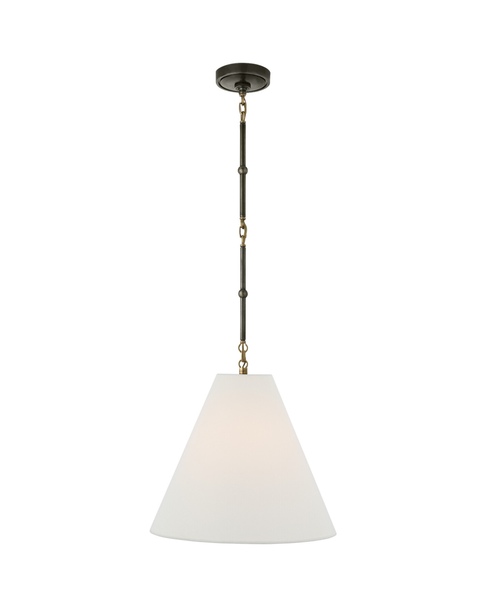Goodman Hanging Light Bronze & Antique Brass/Linen Shade S