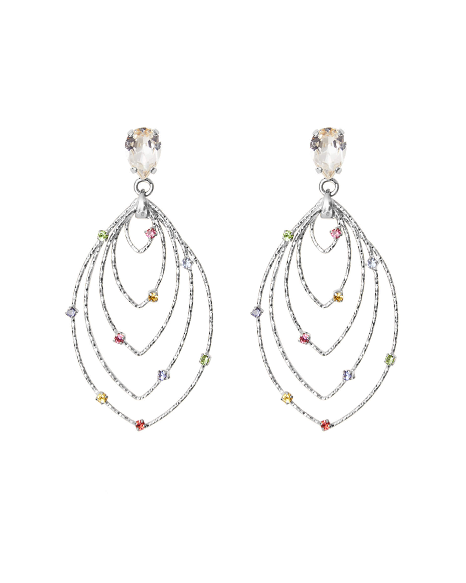 Mini Lotus -korvakorut, rainbow combo rhodium