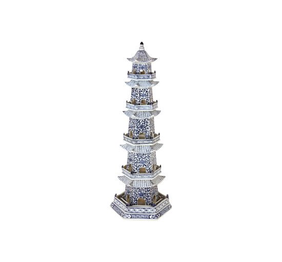 Pagoda dekoration blå/vit