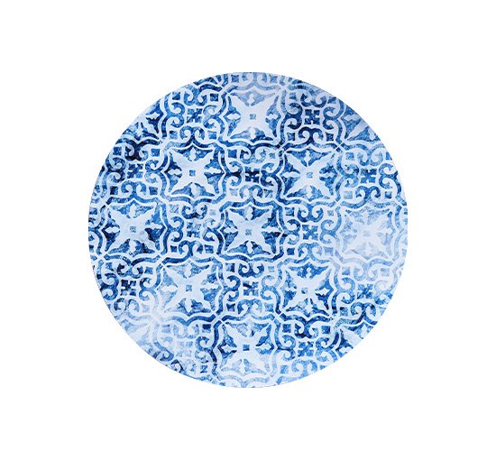 null - Portofino spisebrikker, blå/hvite 6-pakning