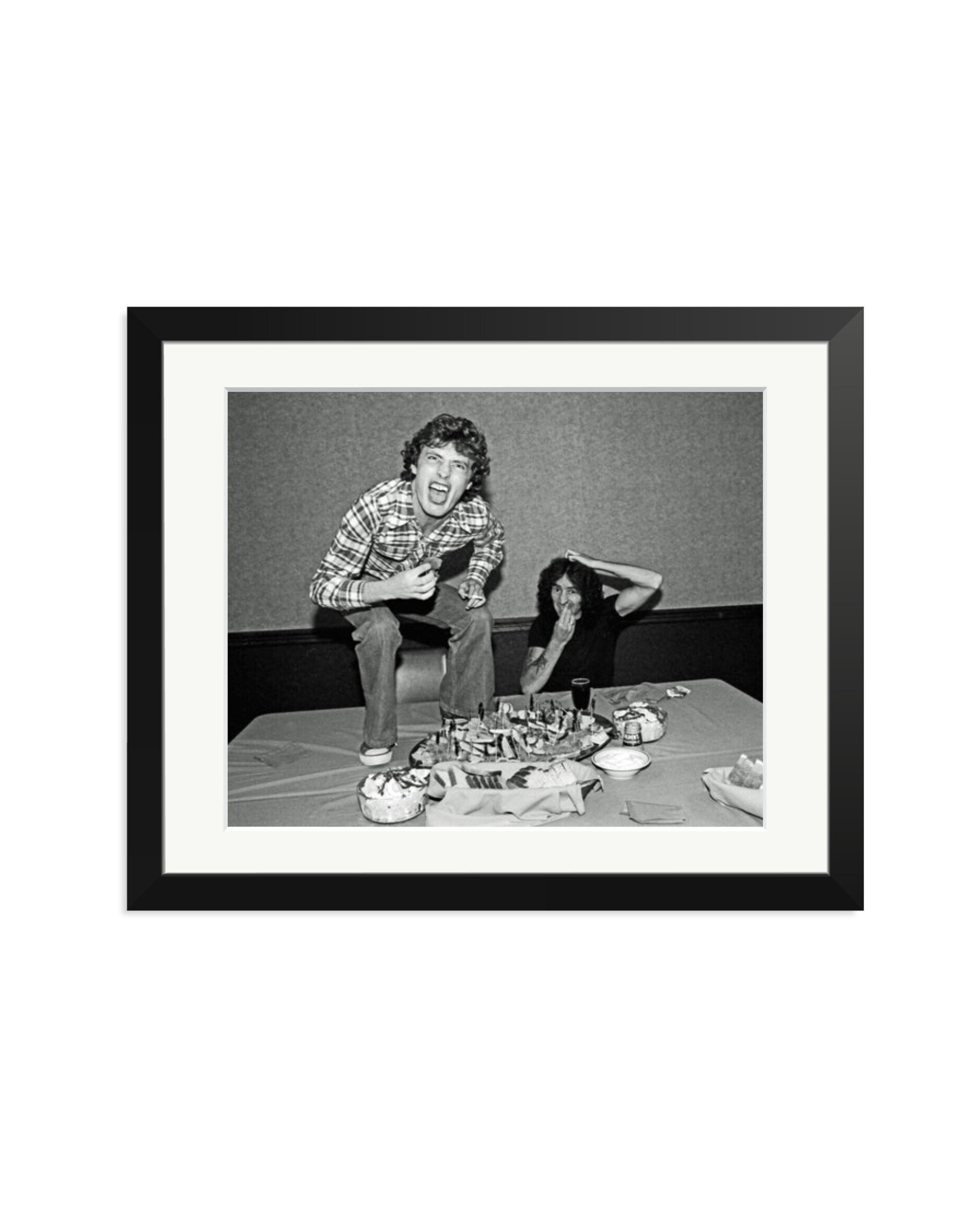 Angus Young and Bon Scott at Lunch, 1977 Black / Medium