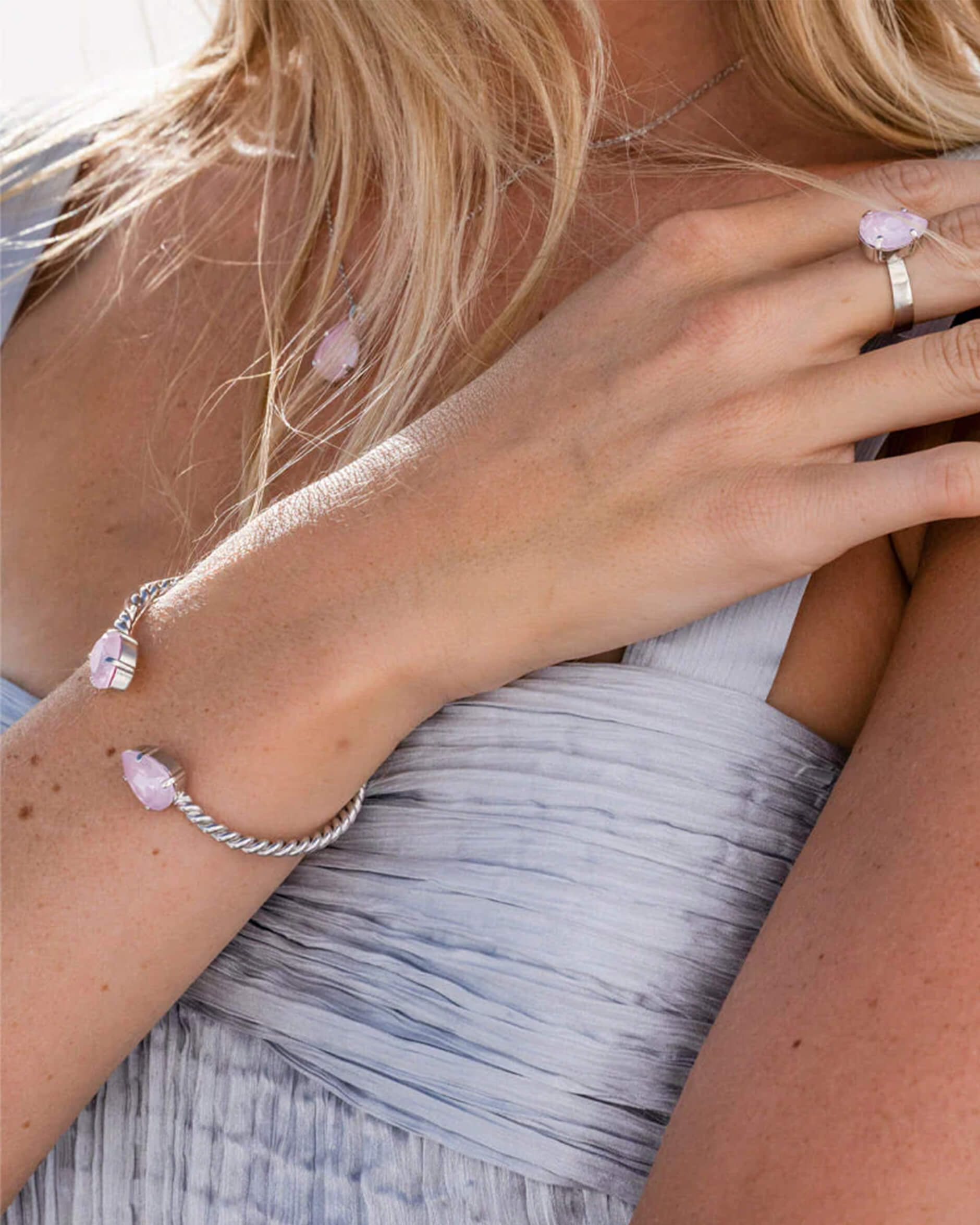 Mini Drop ranneke soft pink rhodium