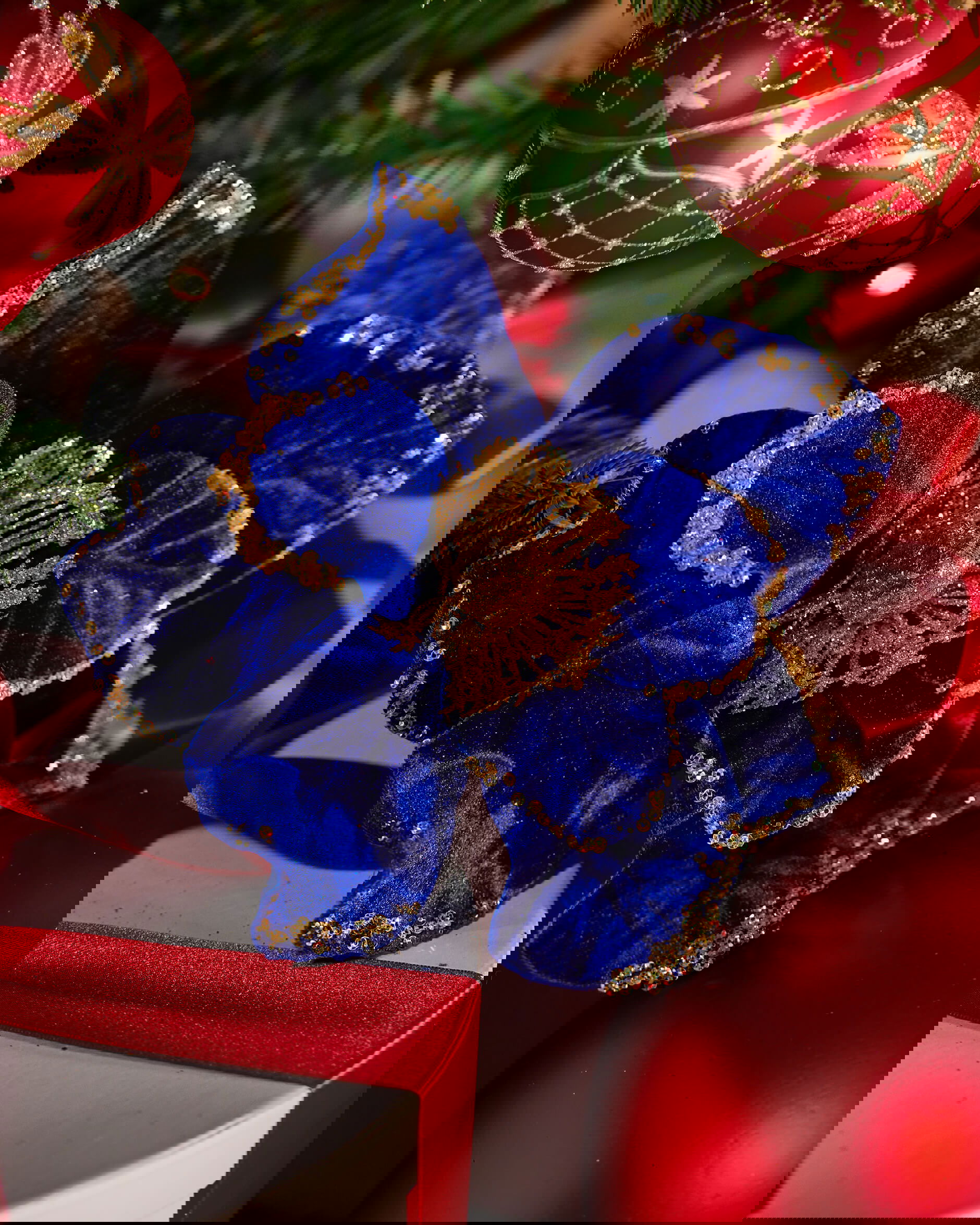 Mathilde blomma juldekoration blå