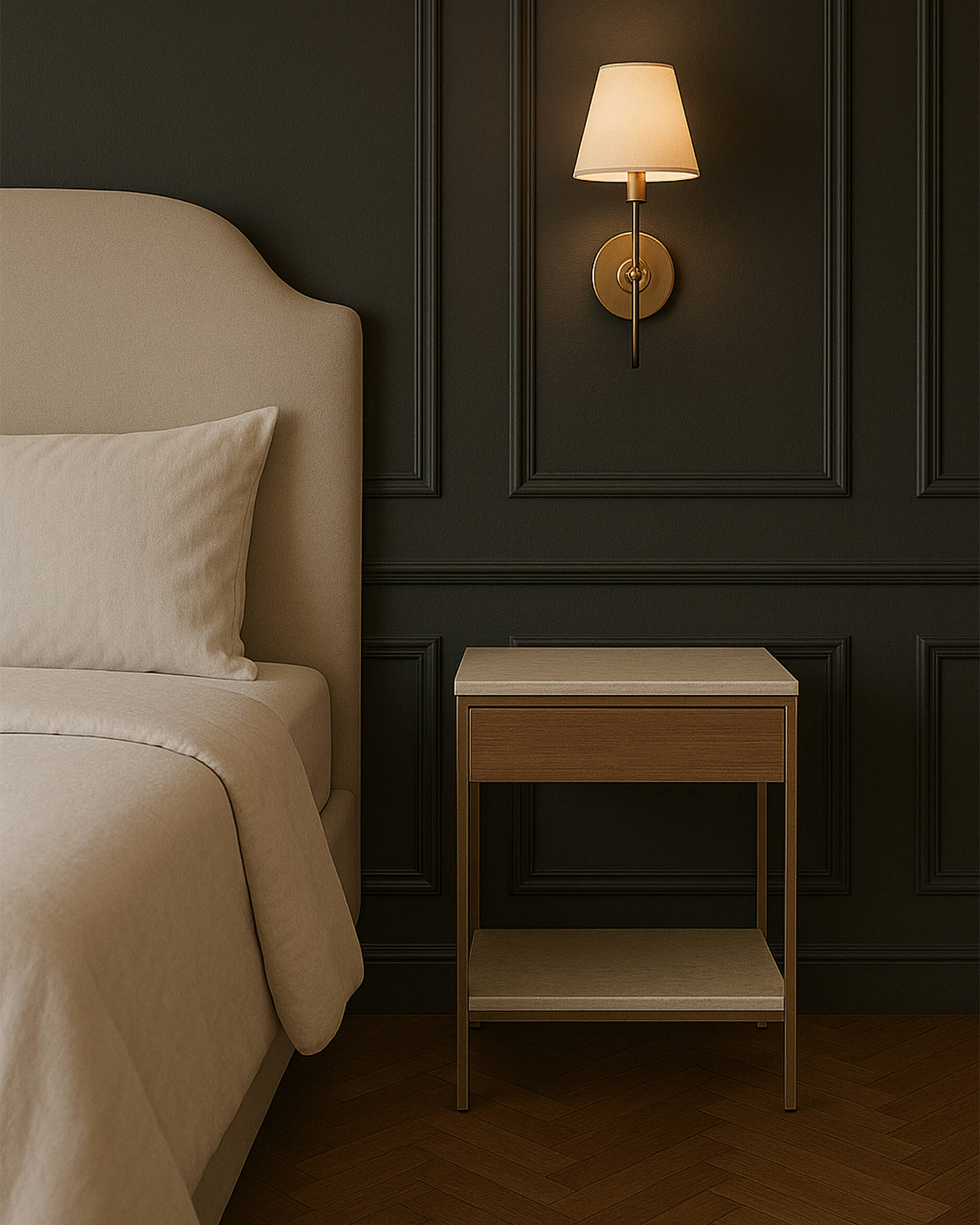 Erin SIde Table Table Brass Walnut Beige