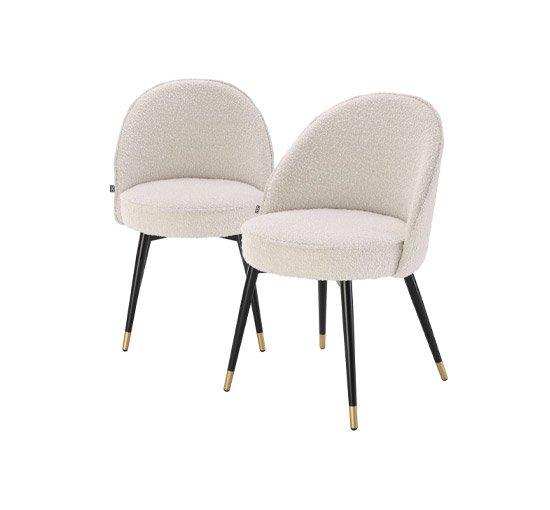 Bouclé cream - Cooper dining chair faux leather grey set of 2