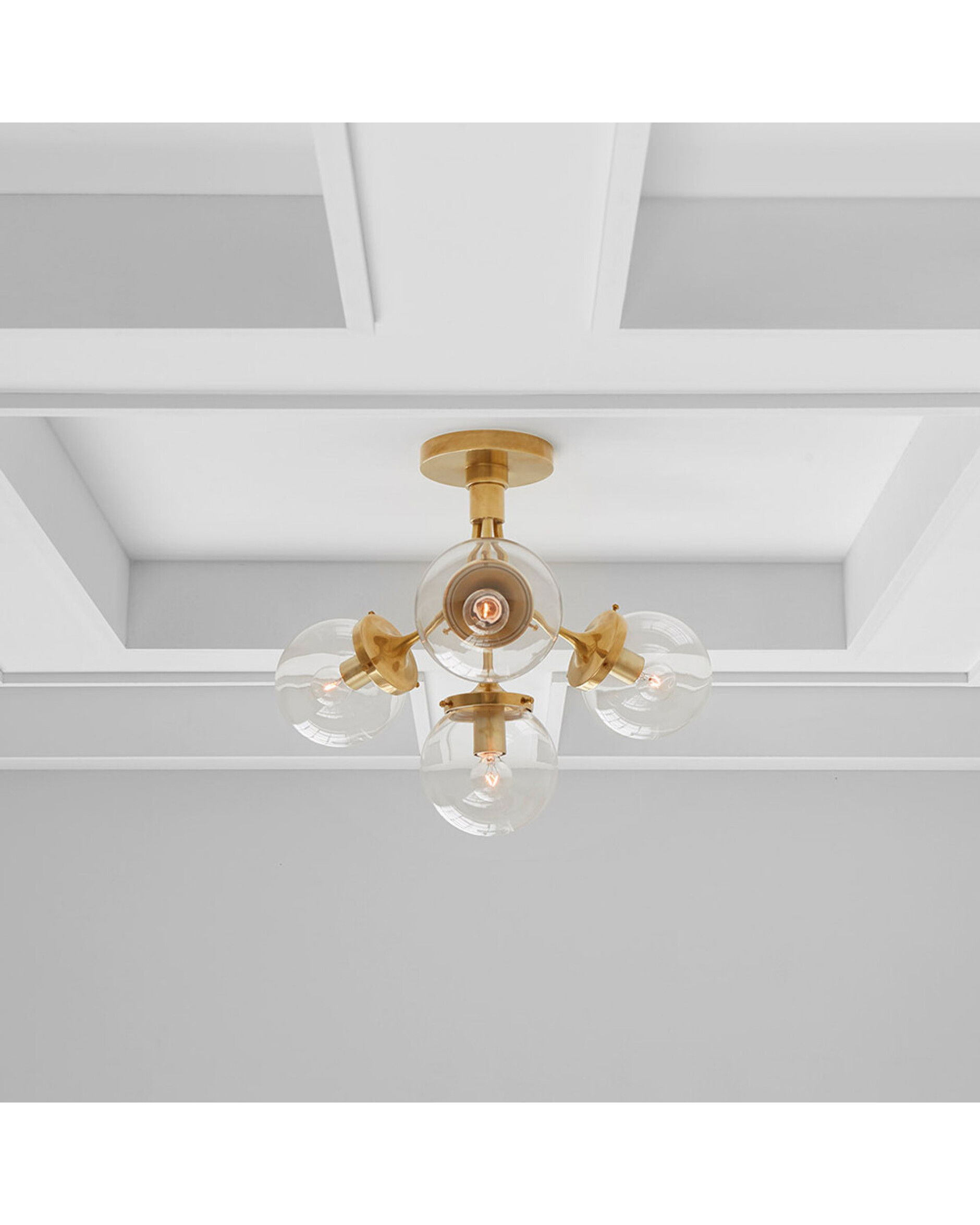 Prescott plafond mässing/klarglas