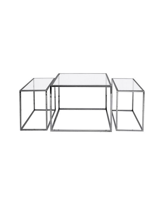 Three Set Table - Coffee Table Black Chrome High