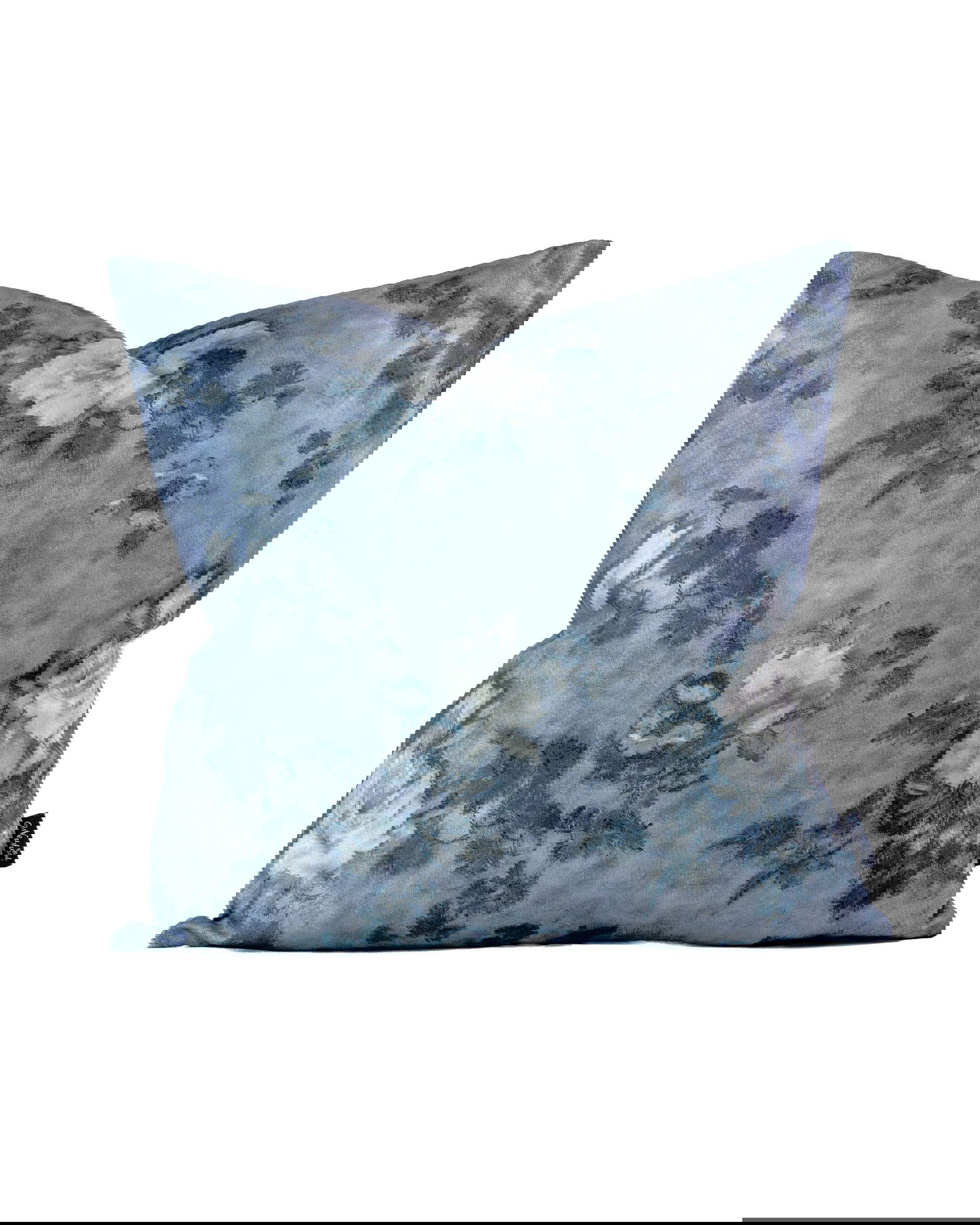 Impasto Floral Denim Cushion Cover - Blue