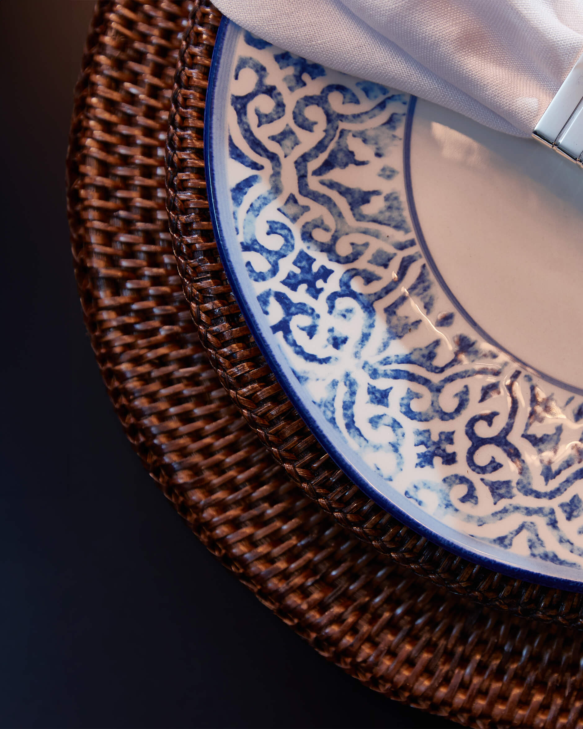 Cognac Placemat Round Rattan