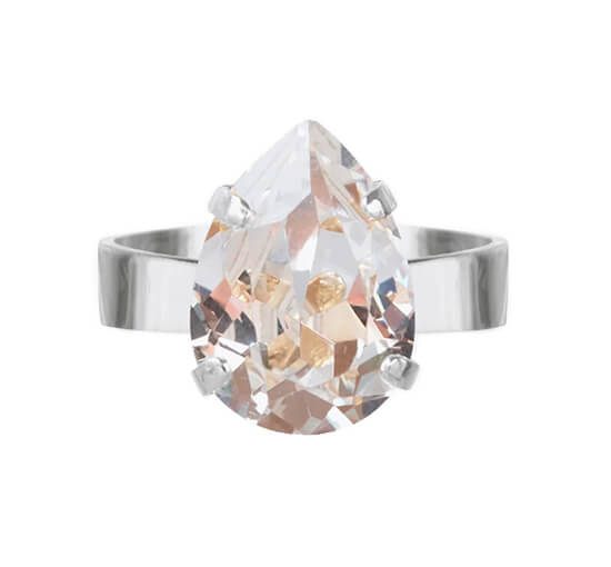 Crystal - Mini Drop ring silk rhodium