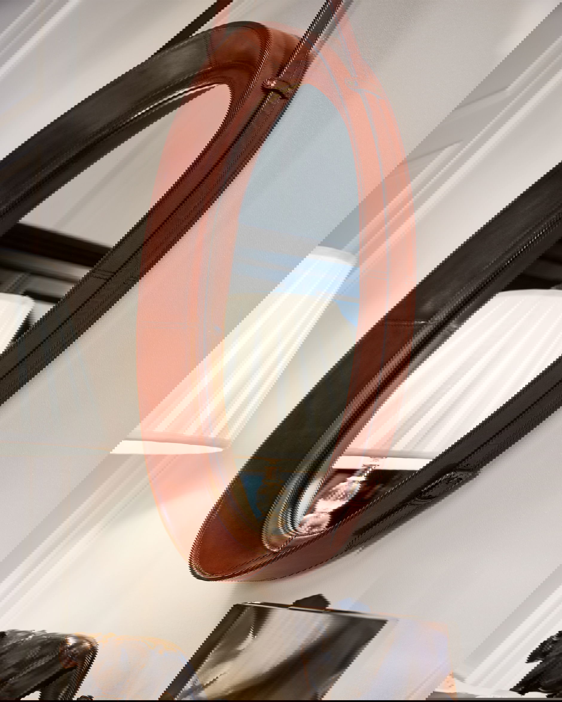 Kensington spegel läder oval