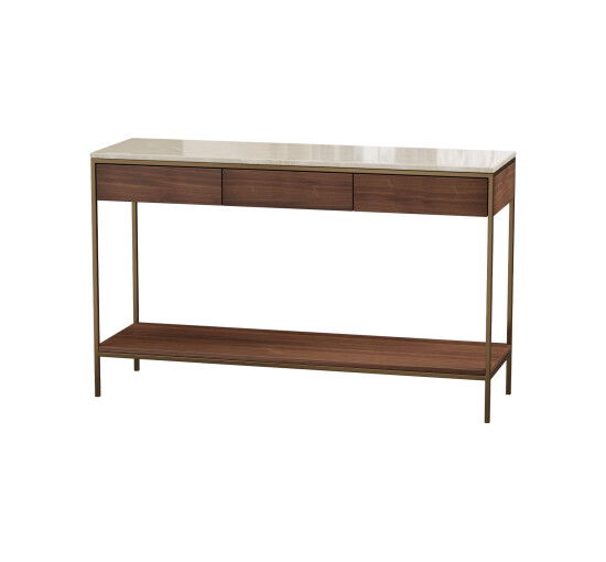 Beige - Erin Console Table Brass Oak