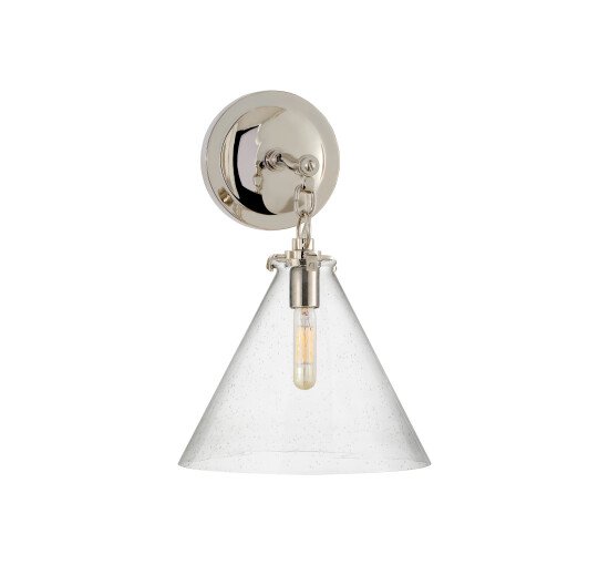 Polished Nickel - Katie Conical Sconce Bronze/Seeded Glass Small