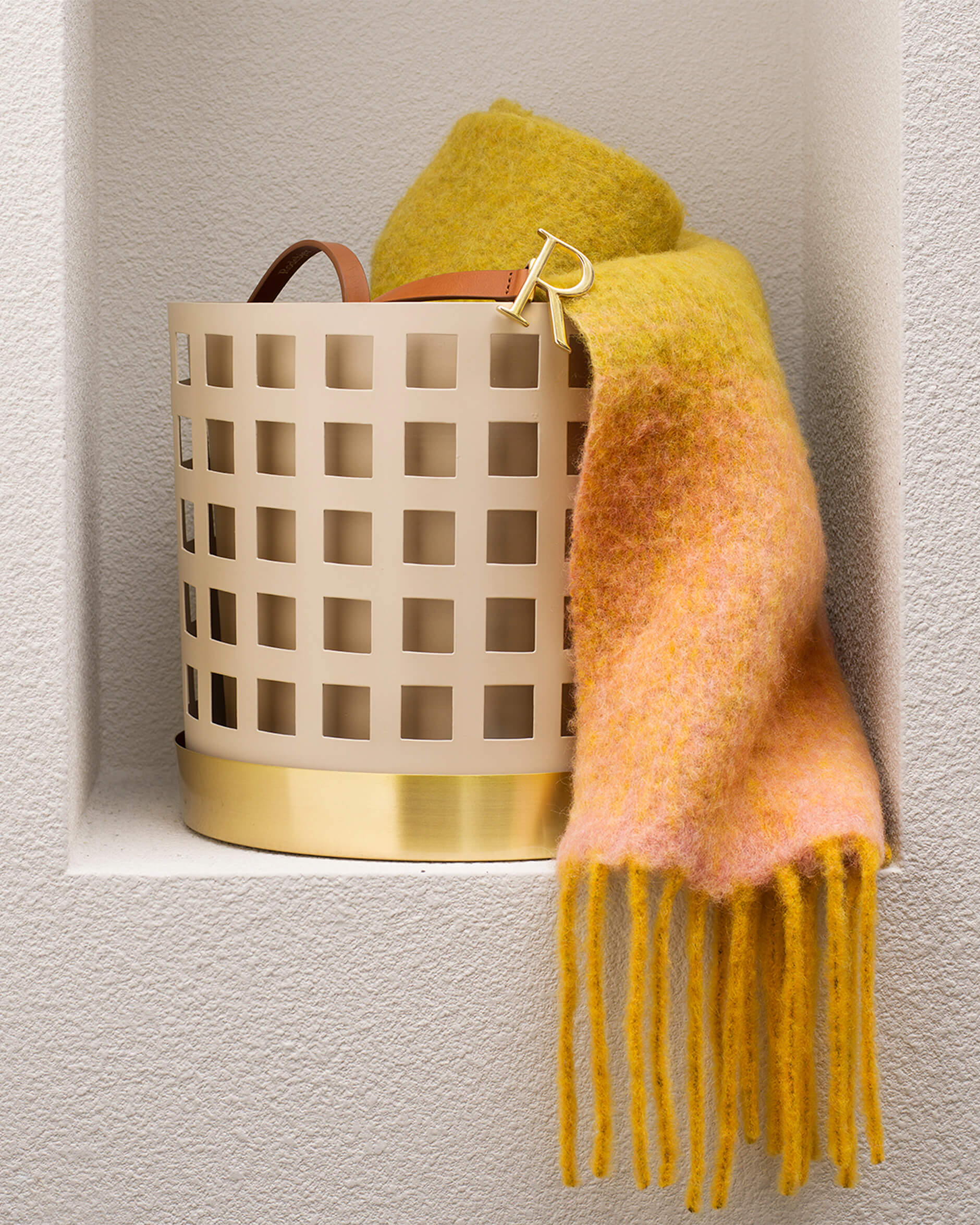 Trio-ruukku, ruudullinen, beige