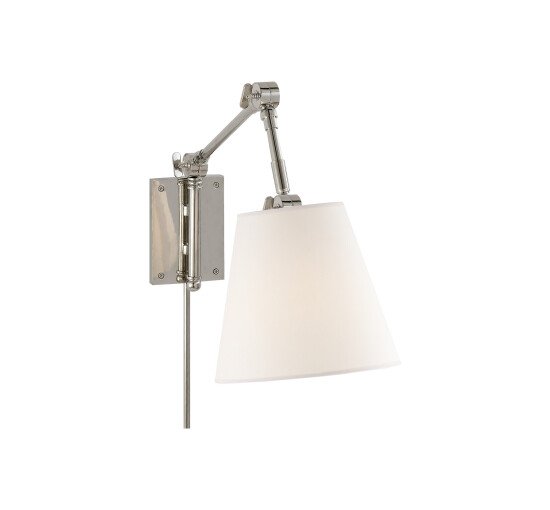 Polished Nickel - Graves Pivoting Sconce Polished Nickel/Linen