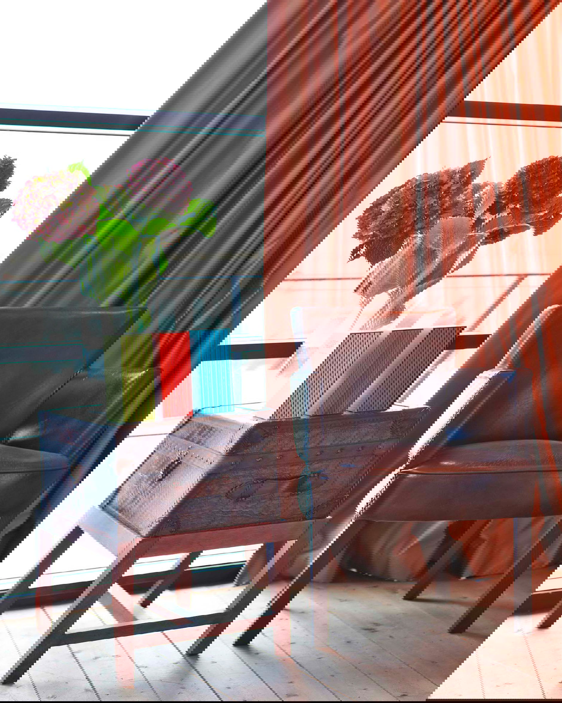 Newark karmstol läder vintage