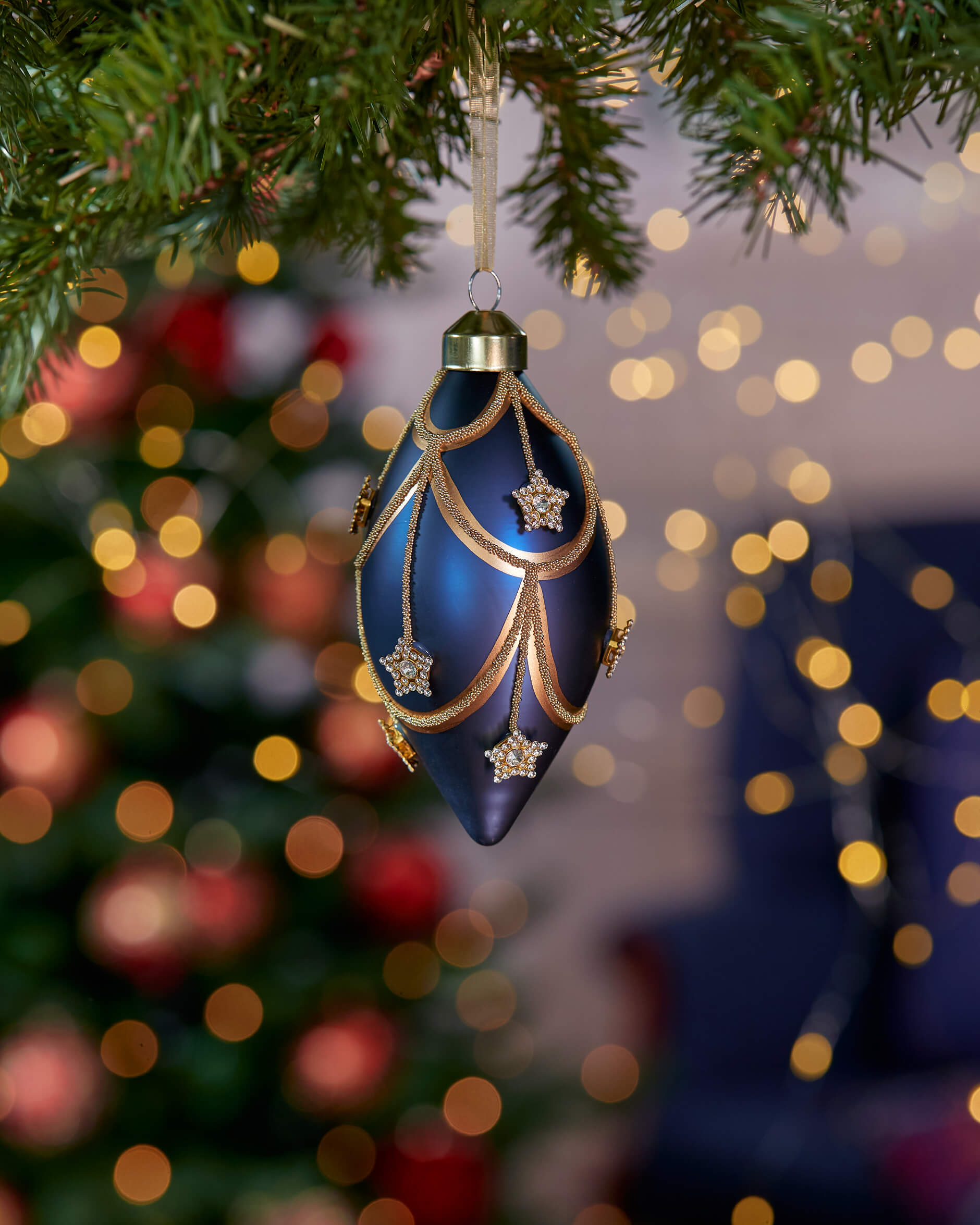 Astra Drop kerstbal blauw/goud