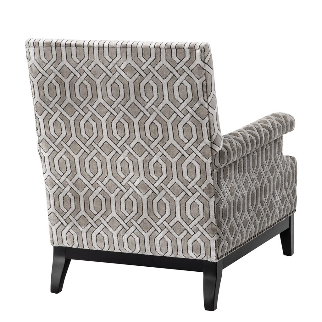 Armchair Goldoni Trellis Gray Velvet