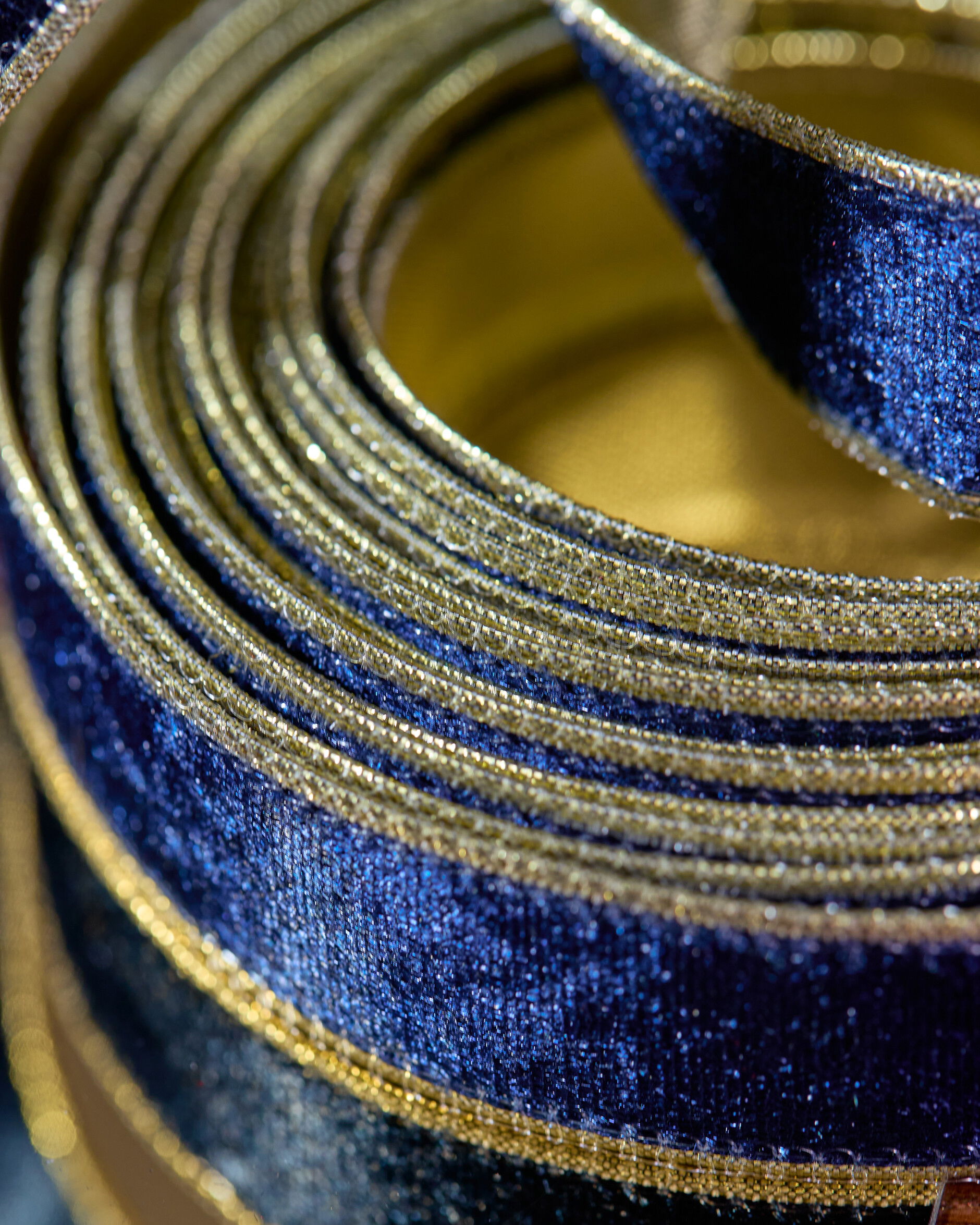 Clarence tekstilbånd blå/guld 4,5m