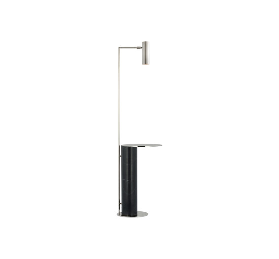 Polished Nickel/Black Marble - Alma Tray Table Floor Lamp Nickel/Black