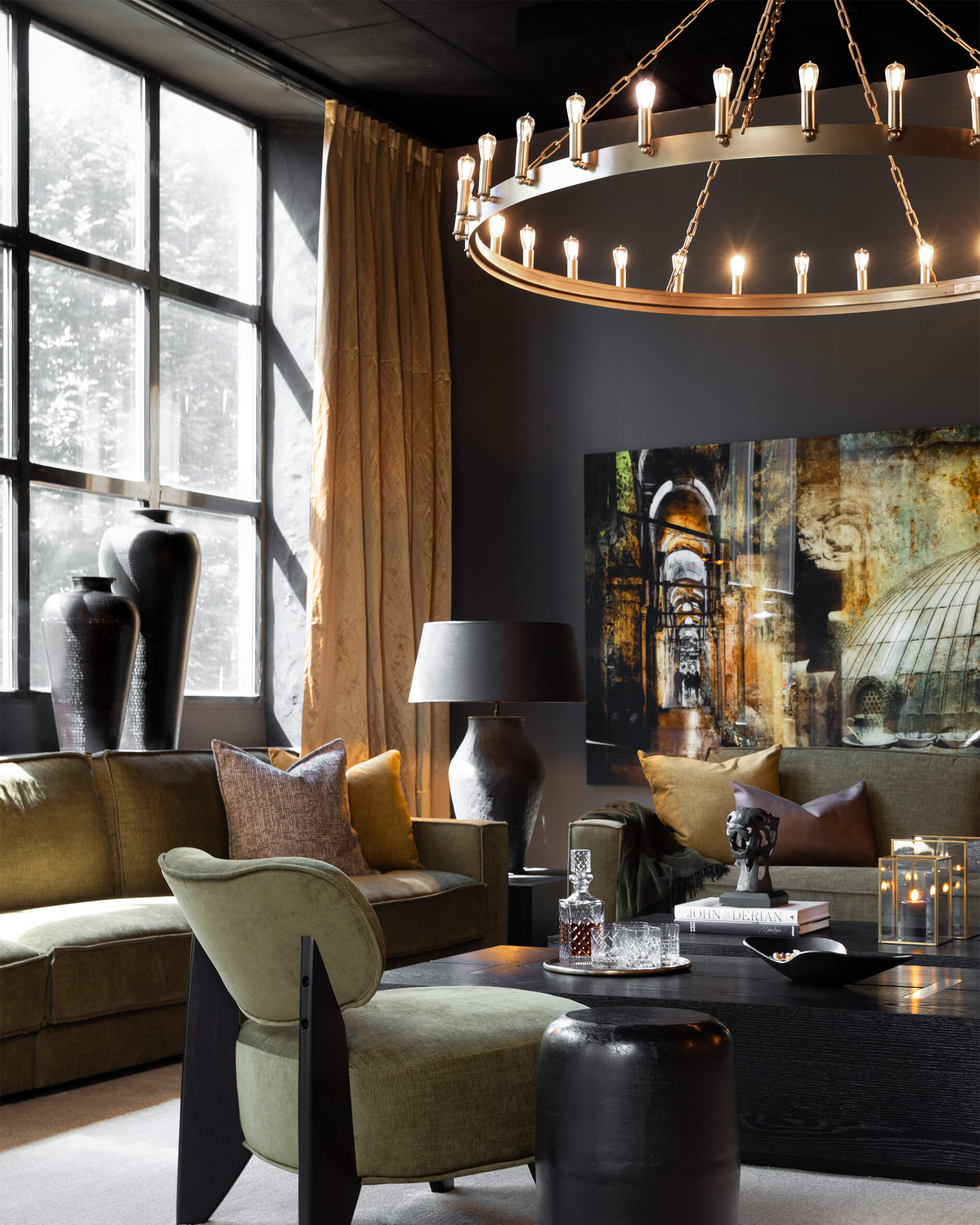 Crown taklampa antik mässing Ø165