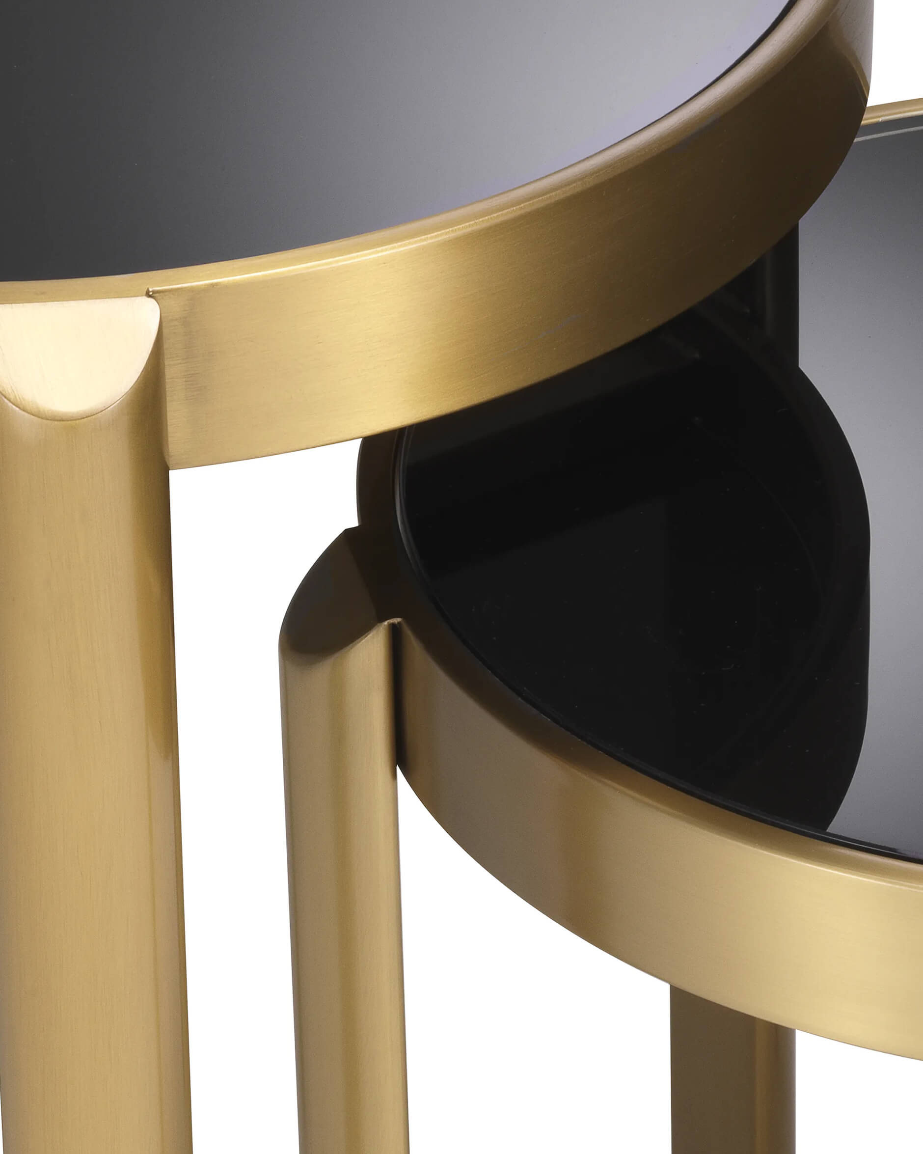 Buena Side Table Brushed Brass Finish Set of 2