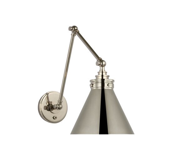 Polished Nickel - Parkington Double Library Wall Light Polished Nickel/Clear