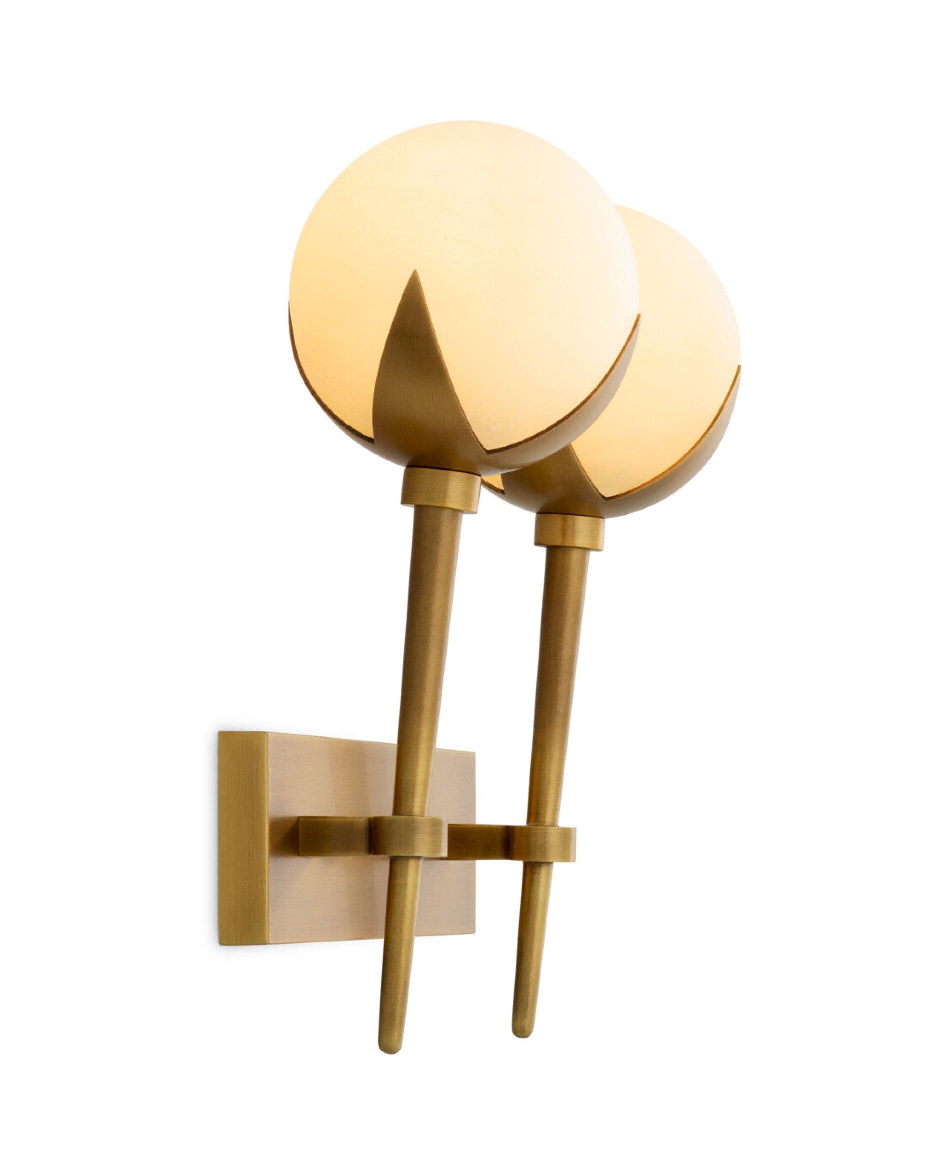 Alesa dubbele wandlamp antiek messing