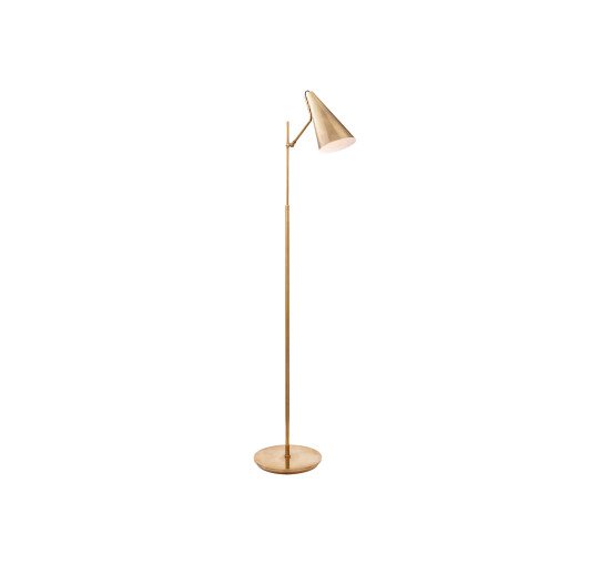 null - Clemente Floor Lamp Antique Brass with White
