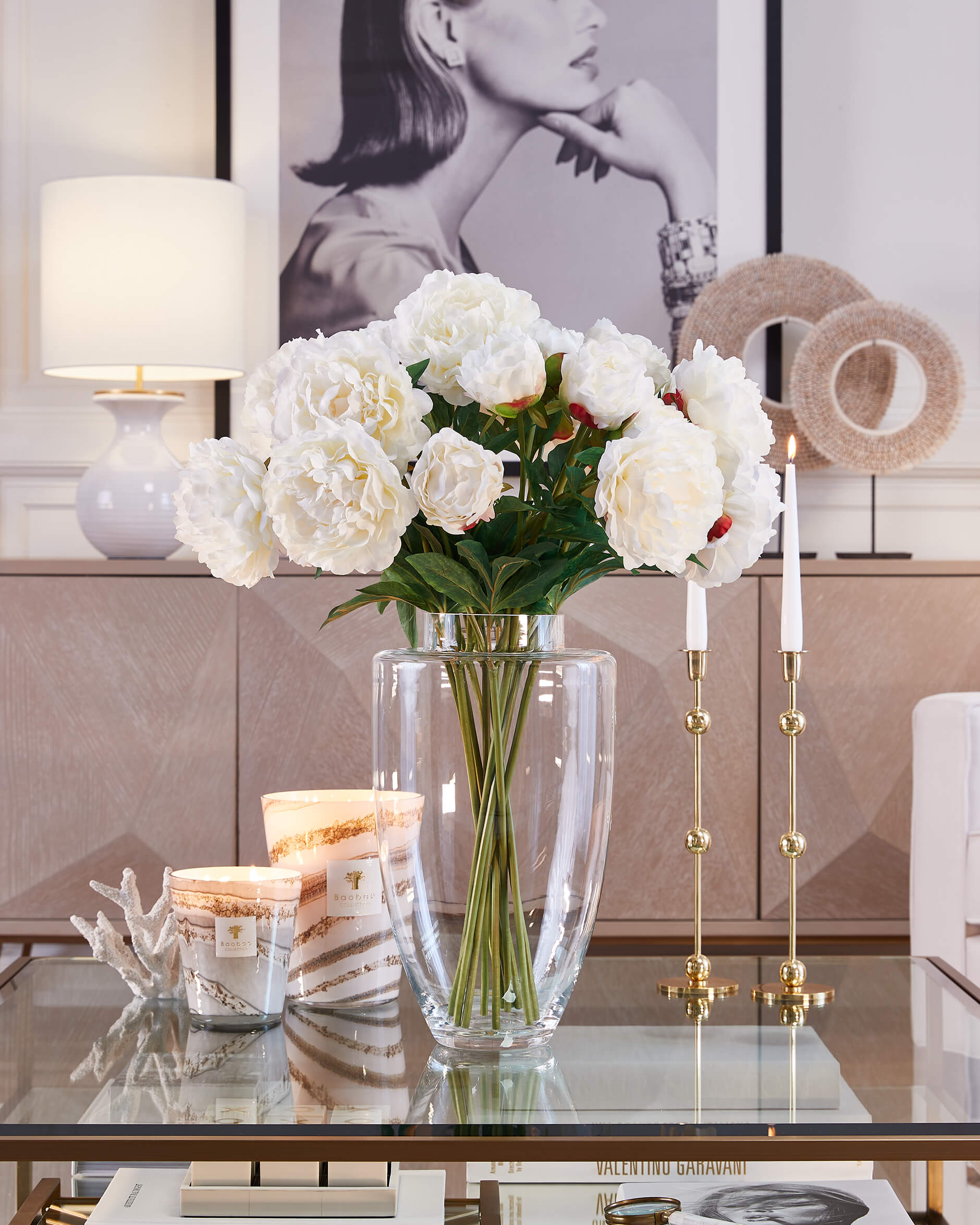 Pion snittblomma vit