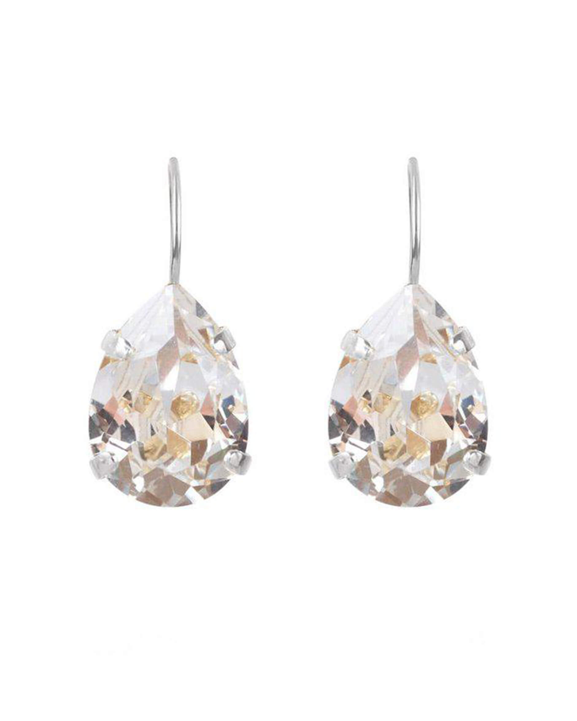 Mini Drop Clasp Earrings Crystal Rhodium