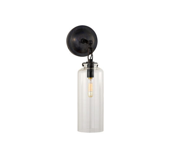 null - Katie Small Cylinder Sconce Polished Nickel/Clear Glass