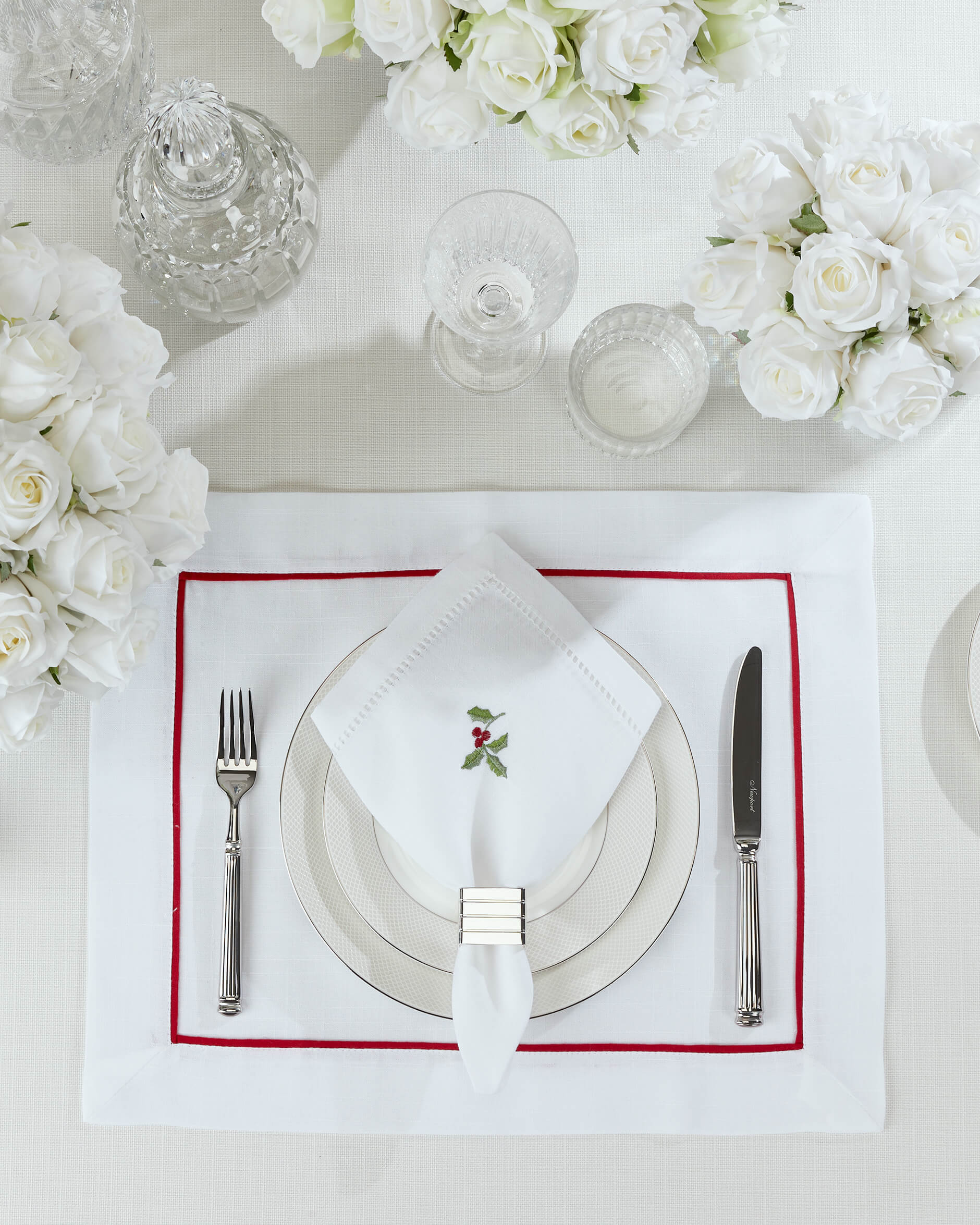 Christmas Holly Berry servett vit