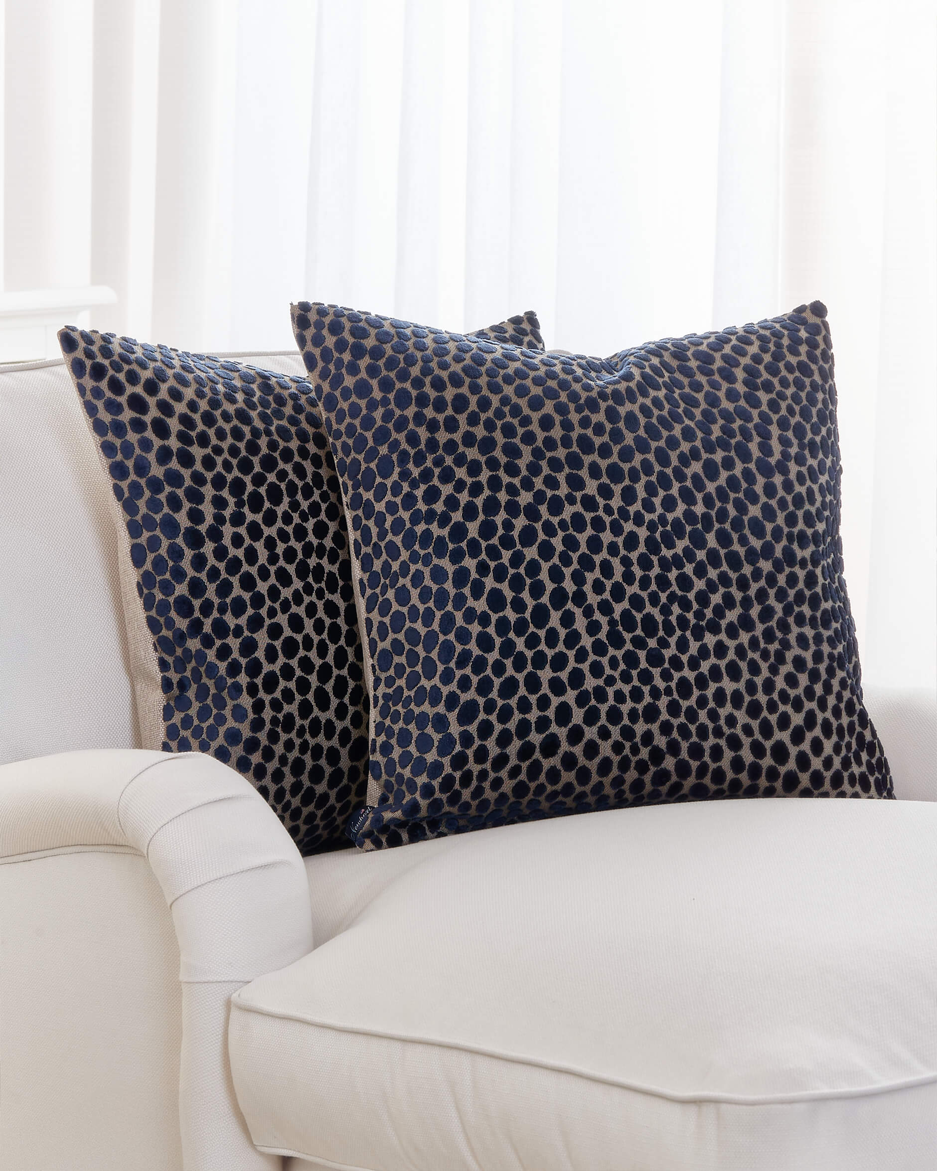 Dotty Cushion Cover Blue/Beige