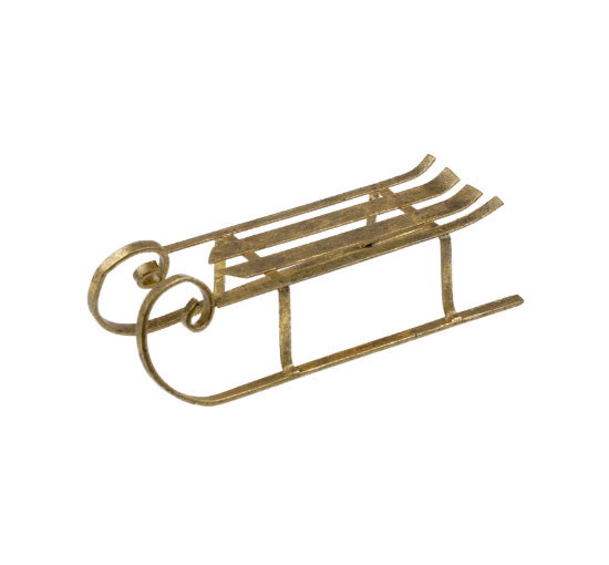 Släde juldekoration guld