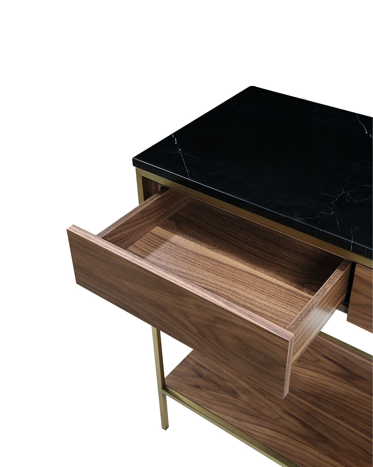 Erin konsolbord mässing valnöt