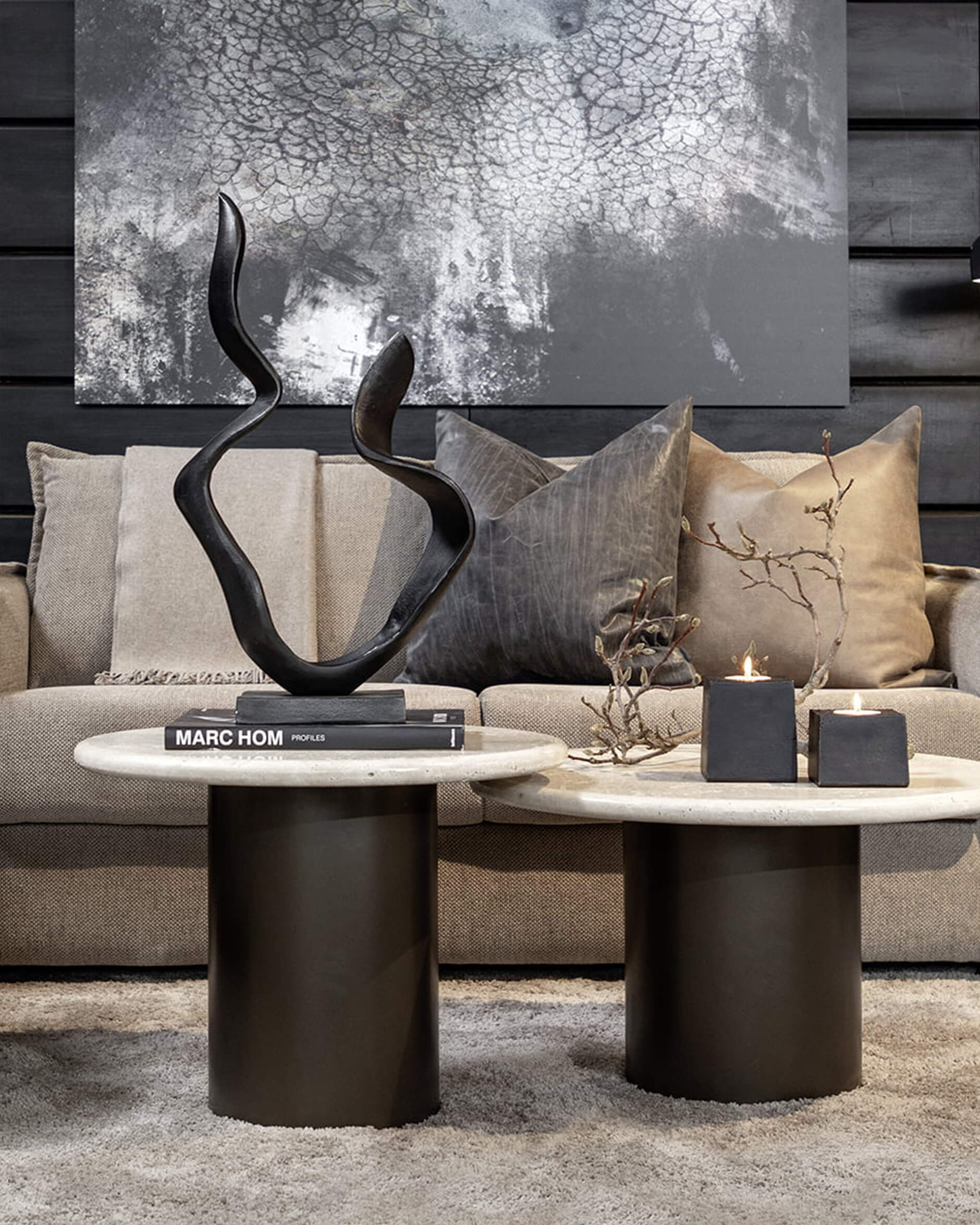 Calais soffbord travertine/mörkbrun