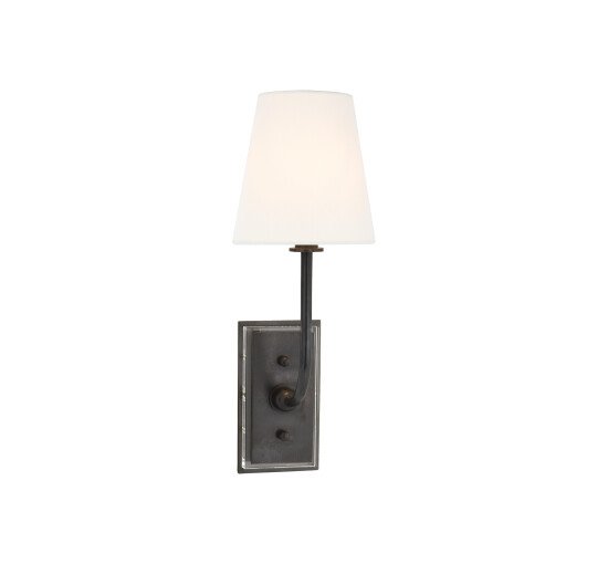 Linen - Hulton Sconce Bronze with Crystal Backplate and White Glass Shade