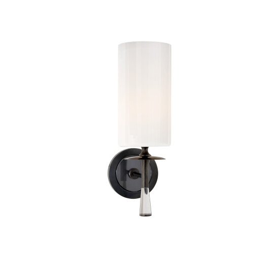 Bronze/White Glass - Drunmore Single Sconce Bronze and Crystal/White