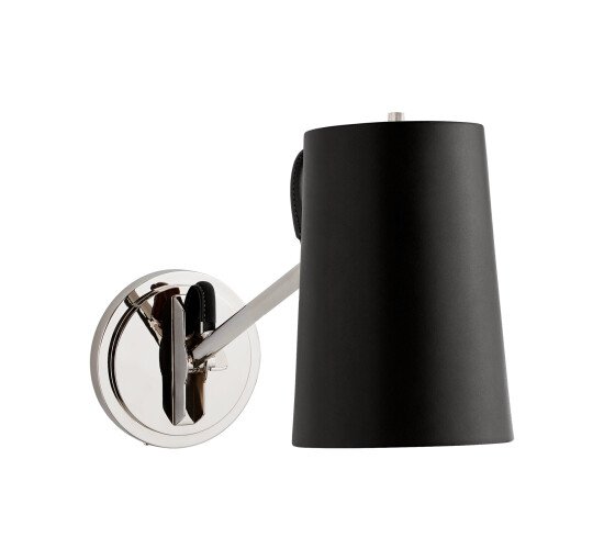 Polished Nickel/Chocolate Leather - Benton Single Library Sconce Natural Brass/Navy Leather