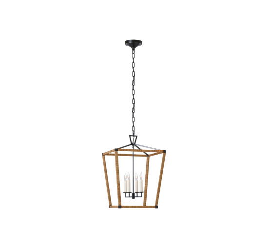 null - Darlana Medium Wrapped Lantern Aged Iron and Rattan