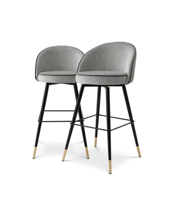 Cooper barstol roche light grey velvet 2-sæt OUTLET