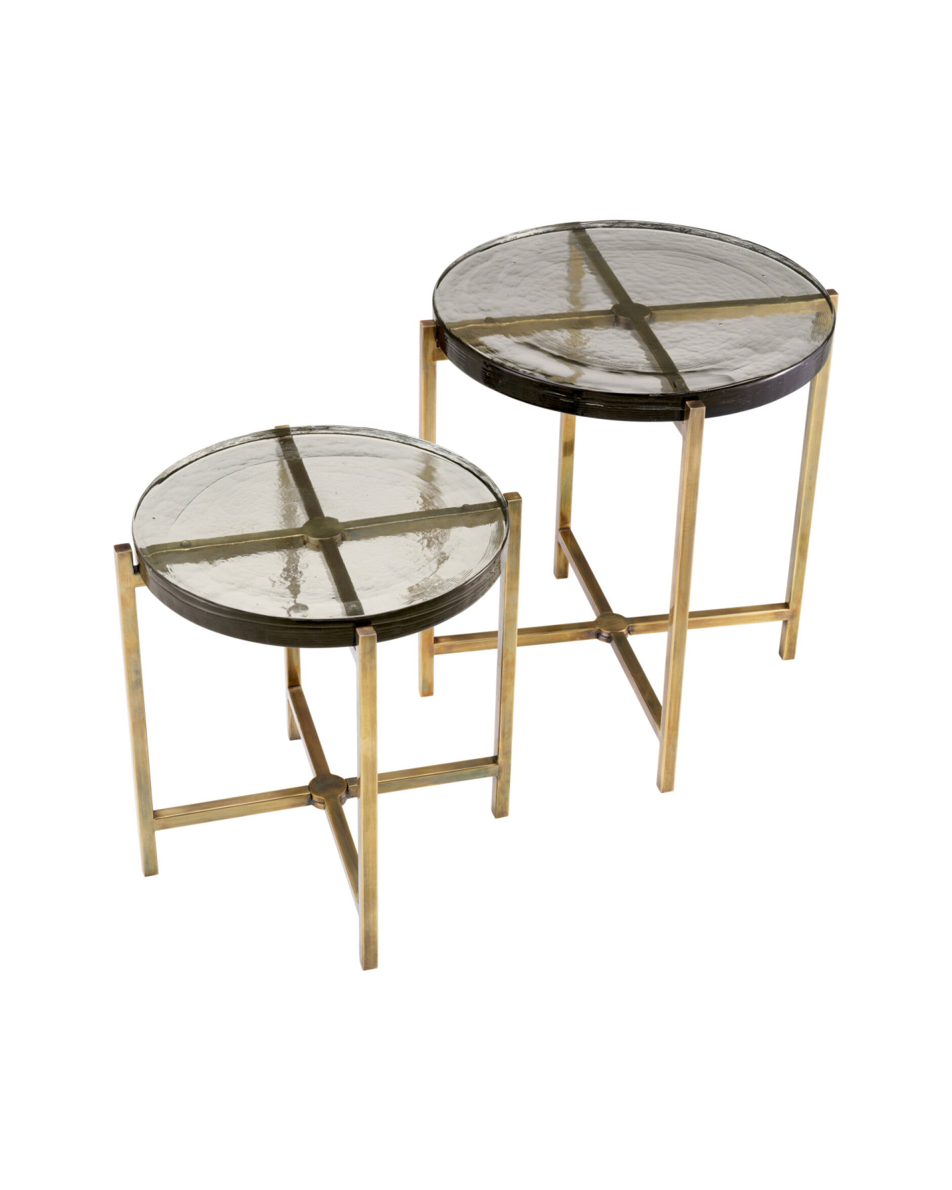 Haymann sidobord antik mässing 2-Set