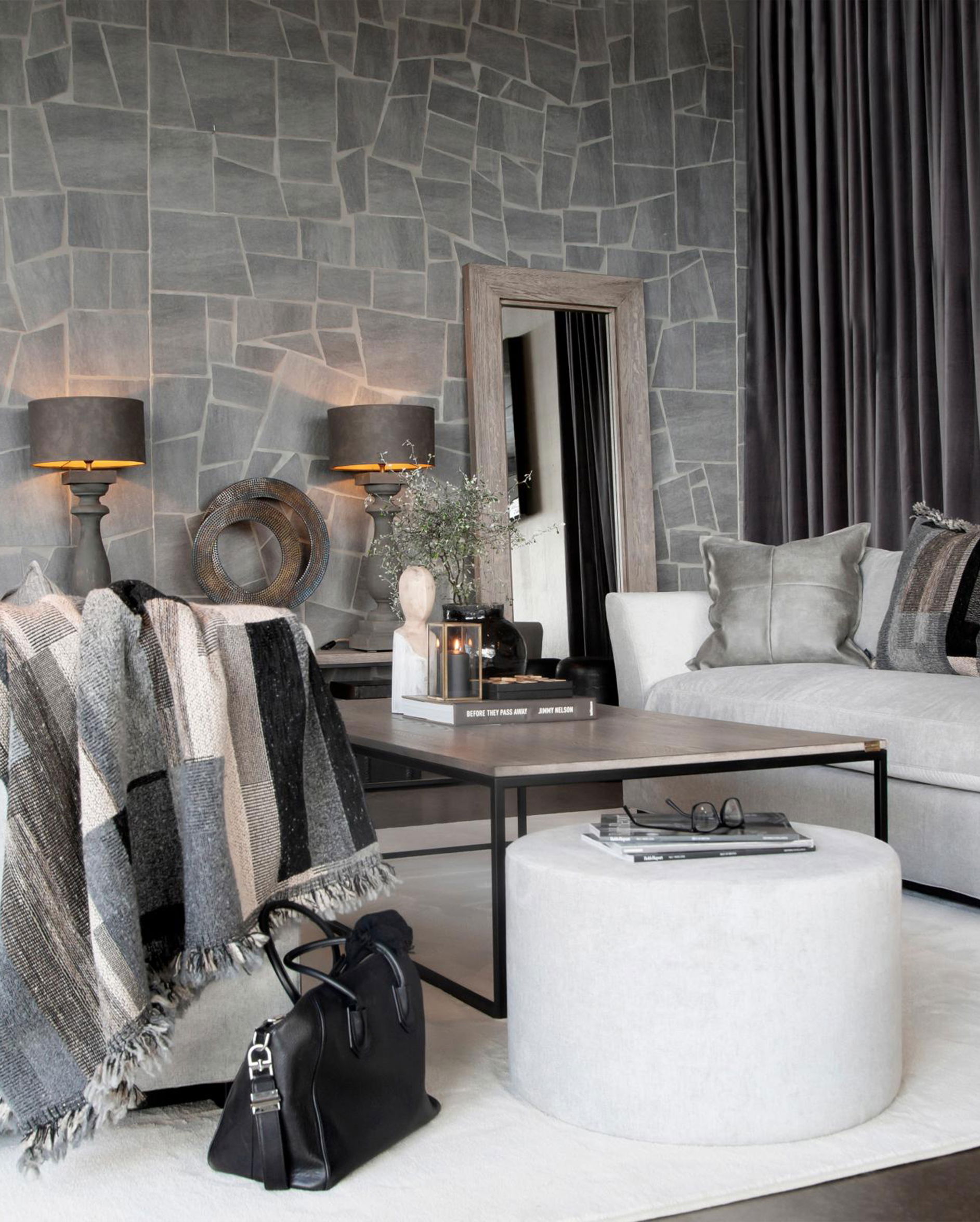 Hunter spegel antikgrå