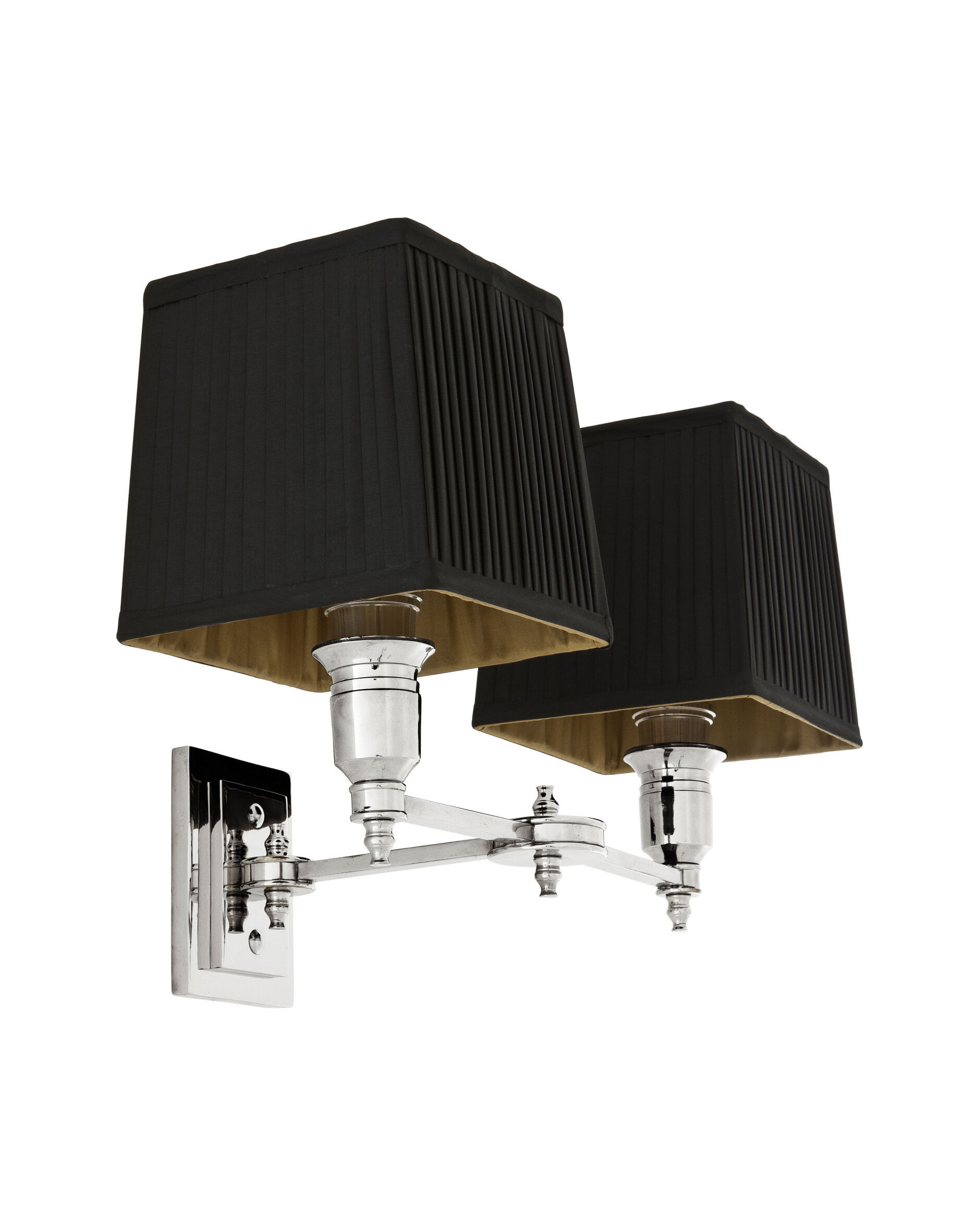 Lexington vägglampa dubbel nickel/svart