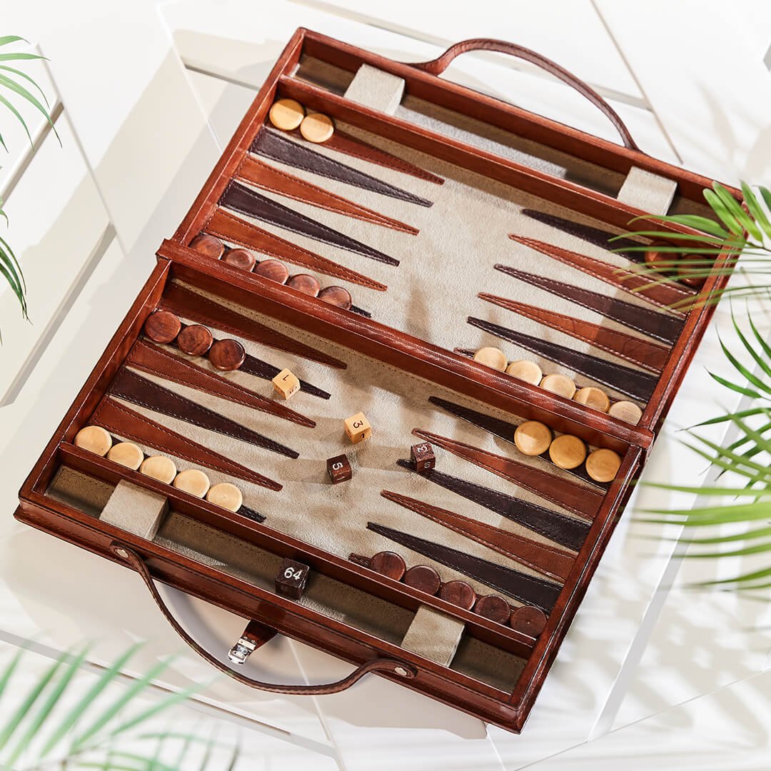 Kensington backgammon läder