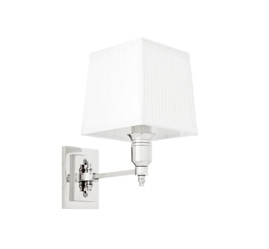 Nickel/white shade - Lexington Wall Lamp, brass
