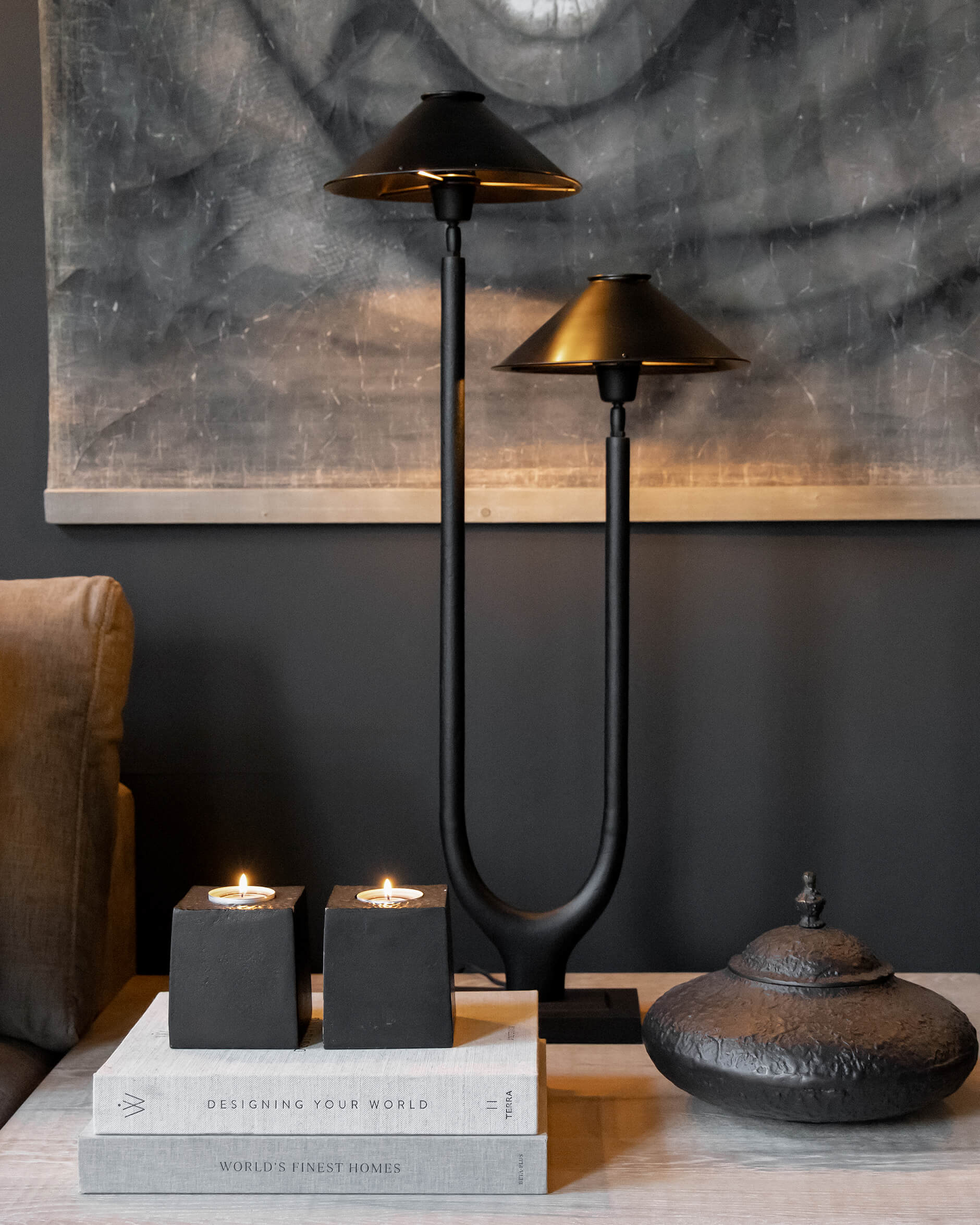 Twin pöytävalaisin antiikkipronssi OUTLET