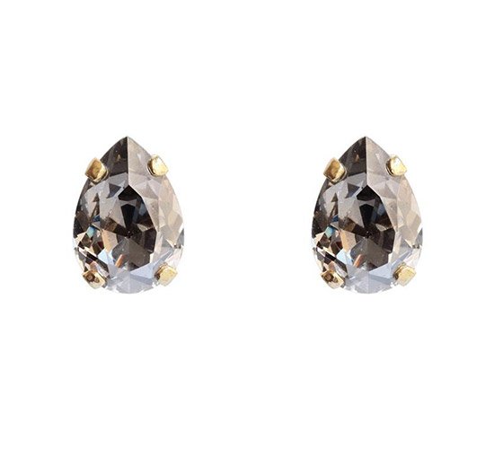 Black Diamond - Petite Drop Stud Earrings Crystal