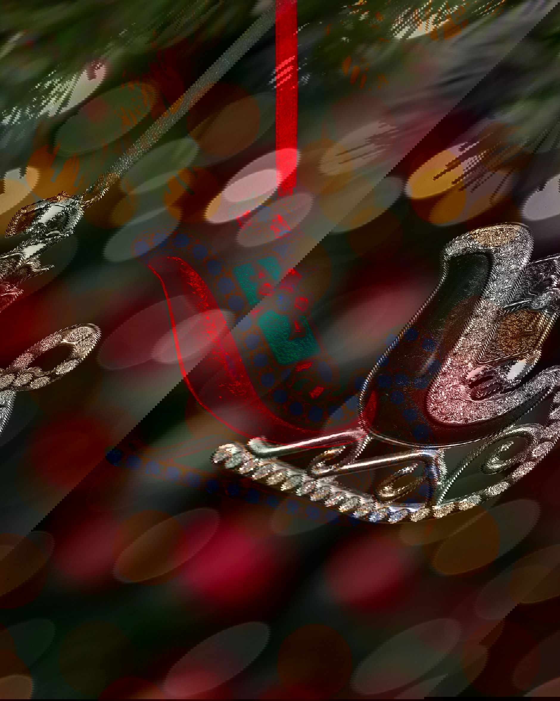 Sebastien Sleigh Ornament Red